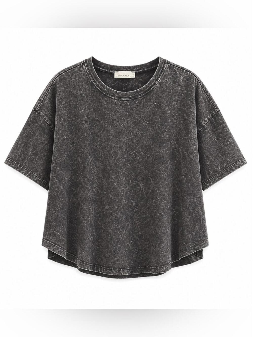 Zenana Outfitters Vintage Washed Boxy Cropped T-Shirt, L/XL NWOT